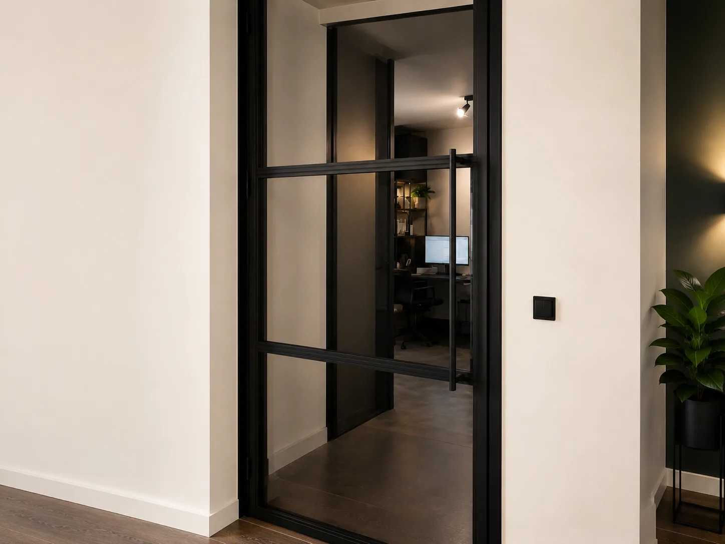 Stalen deur met glas en strakke afwerking